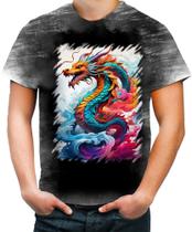 Camiseta Desgaste Dragão Chinês Lendário Mito 7 Camiseta Desgaste Dragão Chinês Lendário Mito 7