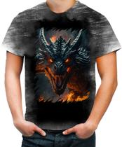 Camiseta Desgaste Dragão Dragon Chamas Infernal Fogo 2