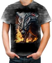 Camiseta Desgaste Dragão Dragon Chamas Infernal Fogo 7