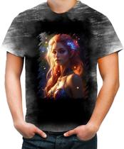 Camiseta Desgaste Elfa Linda na Floresta Mágica 1 Camiseta Desgaste Elfa Linda na Floresta Mágica 1