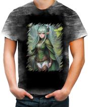 Camiseta Desgaste Elfa Linda na Floresta Mágica 3