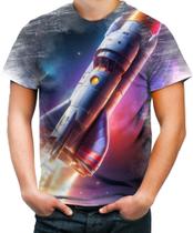 Camiseta Desgaste Foguete Espacial Space Rocket Espaço 1 Camiseta Desgaste Foguete Espacial Space Rocket Espaço 1