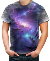 Camiseta Desgaste Galaxias Espaço Neon Estrelas 1