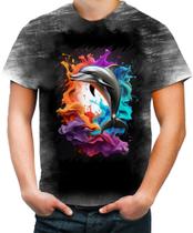 Camiseta Desgaste Golfinho Inteligência Arte Pintura 6