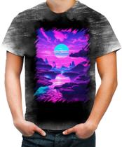 Camiseta Desgaste Landscape Futuro Vaporwave 1