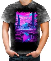 Camiseta Desgaste Landscape Futuro Vaporwave 3