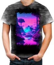 Camiseta Desgaste Landscape Futuro Vaporwave 6