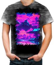 Camiseta Desgaste Landscape Futuro Vaporwave 7