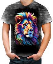 Camiseta Desgaste Leão Rei Ondas Magnéticas Vibrante 2