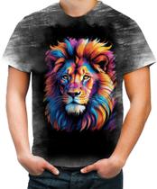 Camiseta Desgaste Leão Rei Ondas Magnéticas Vibrante 3