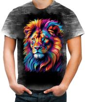 Camiseta Desgaste Leão Rei Ondas Magnéticas Vibrante 4