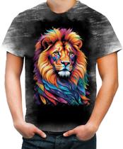 Camiseta Desgaste Leão Rei Ondas Magnéticas Vibrante 6