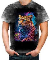 Camiseta Desgaste Leopardo Ondas Magnéticas Vibrante 11