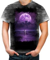 Camiseta Desgaste Lua Púrpura Luar Roxo Moon Lunar 1