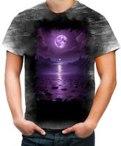 Camiseta Desgaste Lua Púrpura Luar Roxo Moon Lunar 9
