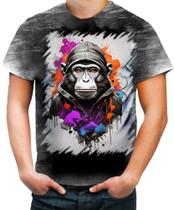 Camiseta Desgaste Macaco Monkey Ilustrado Vetor 1