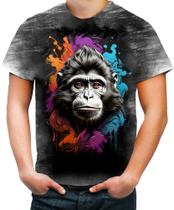 Camiseta Desgaste Macaco Monkey Ilustrado Vetor 2