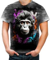 Camiseta Desgaste Macaco Monkey Ilustrado Vetor 4