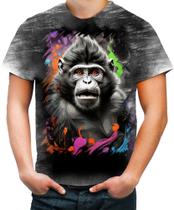 Camiseta Desgaste Macaco Monkey Ilustrado Vetor 5