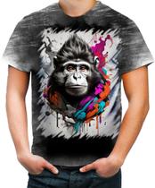 Camiseta Desgaste Macaco Monkey Ilustrado Vetor 6