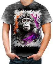 Camiseta Desgaste Macaco Monkey Ilustrado Vetor 7