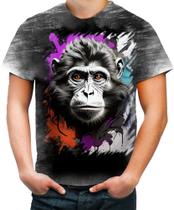 Camiseta Desgaste Macaco Monkey Ilustrado Vetor 8