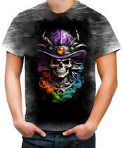 Camiseta Desgaste Mago Caveira Trevas Magia 12 Camiseta Desgaste Mago Caveira Trevas Magia 12