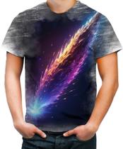 Camiseta Desgaste Meteoro Neon Espaço Estrelas Cometa 2