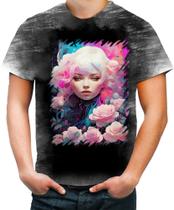 Camiseta Desgaste Mulher de Rosas Paixão 14