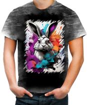 Camiseta Desgaste Páscoa Coelhinho Artístico Design 11 - Kasubeck Store