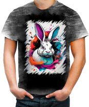 Camiseta Desgaste Páscoa Coelhinho Artístico Design 15 - Kasubeck Store