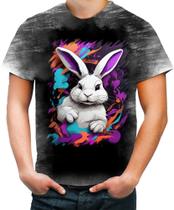 Camiseta Desgaste Páscoa Coelhinho Artístico Design 18 - Kasubeck Store