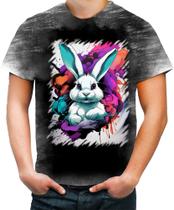 Camiseta Desgaste Páscoa Coelhinho Artístico Design 3 - Kasubeck Store