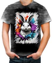 Camiseta Desgaste Páscoa Coelhinho Artístico Design 4 - Kasubeck Store