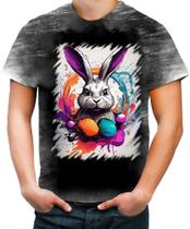 Camiseta Desgaste Páscoa Coelhinho Artístico Design 5 - Kasubeck Store