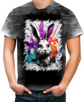 Camiseta Desgaste Páscoa Coelhinho Artístico Design 9 - Kasubeck Store