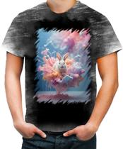 Camiseta Desgaste Páscoa Coelhinho Explosão de Cores 4 - Kasubeck Store