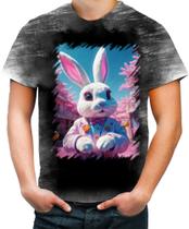 Camiseta Desgaste Páscoa Coelhinho Traços Vaporwave 1