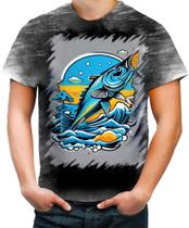 Camiseta Desgaste Pesca Esportiva Peixes Azul Paz 2