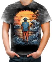 Camiseta Desgaste Pesca Esportiva Pôr do Sol Peixes 12 - Kasubeck Store