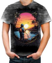 Camiseta Desgaste Pesca Esportiva Pôr do Sol Peixes 14