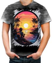 Camiseta Desgaste Pesca Esportiva Pôr do Sol Peixes 16