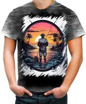 Camiseta Desgaste Pesca Esportiva Pôr do Sol Peixes 17