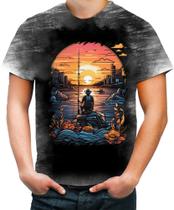 Camiseta Desgaste Pesca Esportiva Pôr do Sol Peixes 2 - Kasubeck Store