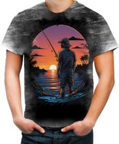 Camiseta Desgaste Pesca Esportiva Pôr do Sol Peixes 25