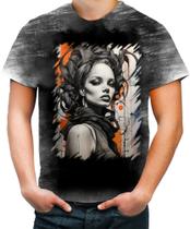 Camiseta Desgaste Pintura a Carvão Mulher Arte Esfumaçada 12