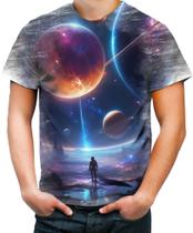 Camiseta Desgaste Planetas Universo Neon Estrelas Galaxias 3