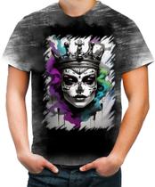 Camiseta Desgaste Rainha Mexicana Dama Esqueleto 4