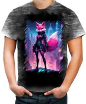 Camiseta Desgaste Raposa Humanóide Vaporwave 10