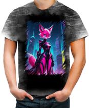 Camiseta Desgaste Raposa Humanóide Vaporwave 12
